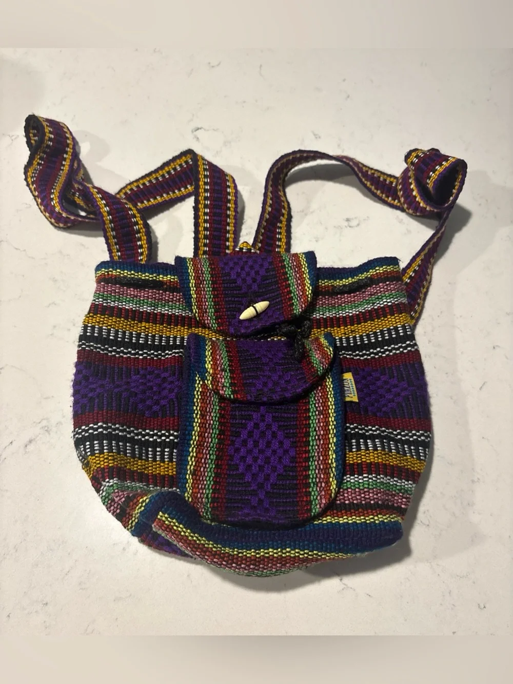 PINZON Mexican Purple Backpack with Multicolor Stripes